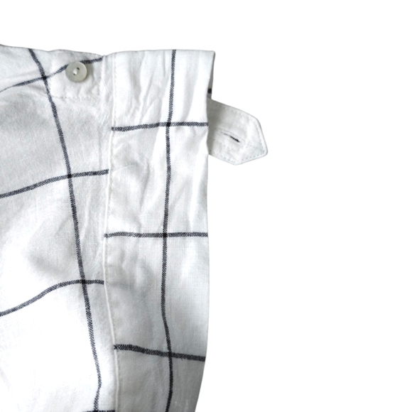 Tahari Linen Navy and White Window pane Top - Picture 5 of 8